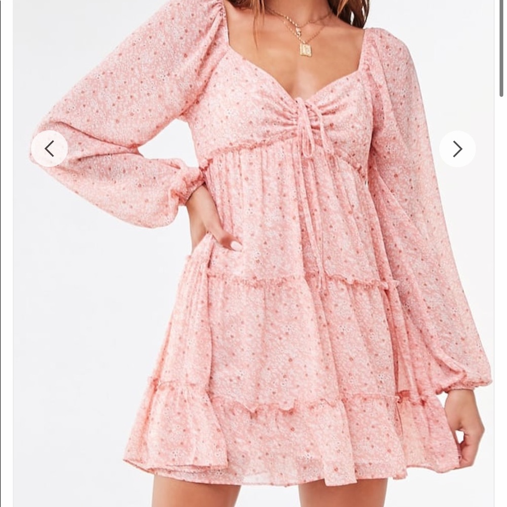 Forever 21 Pink Long Sleeve Floral Dress